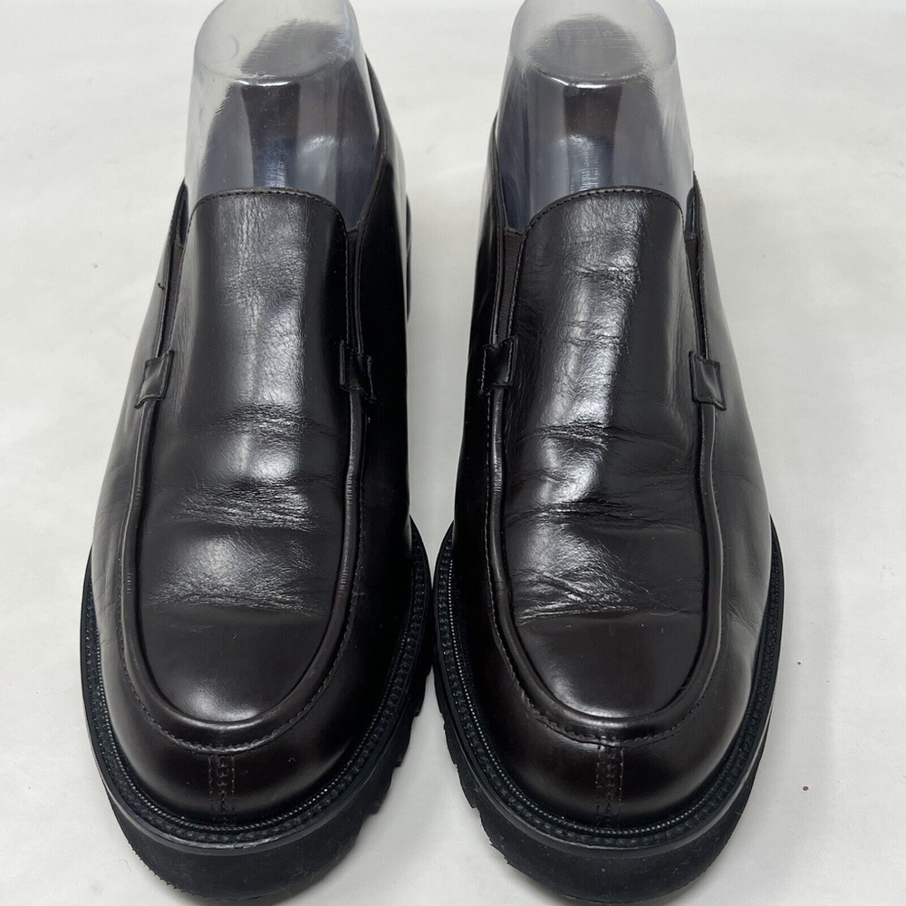 Paul Green Women's lug sole Platfrom Loafer Brown Leather Flat Slip On 8 US 10.5 - Picture 8 of 10